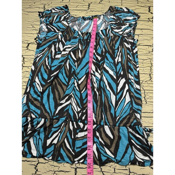 Apt 9 Women's Plus Blue Swirl Stripe Pattern Ruffle Tank Top Shirt Size PM - Picture 6 of 12